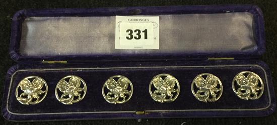 6 Art Nouveau silver buttons, Birmingham 1901(-)